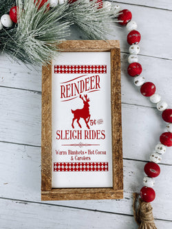 Reindeer Sleigh Rides Subway Tile Sign, Christmas