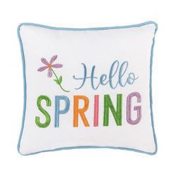 10" x 10" Hello Spring Embroidered Throw Pillow