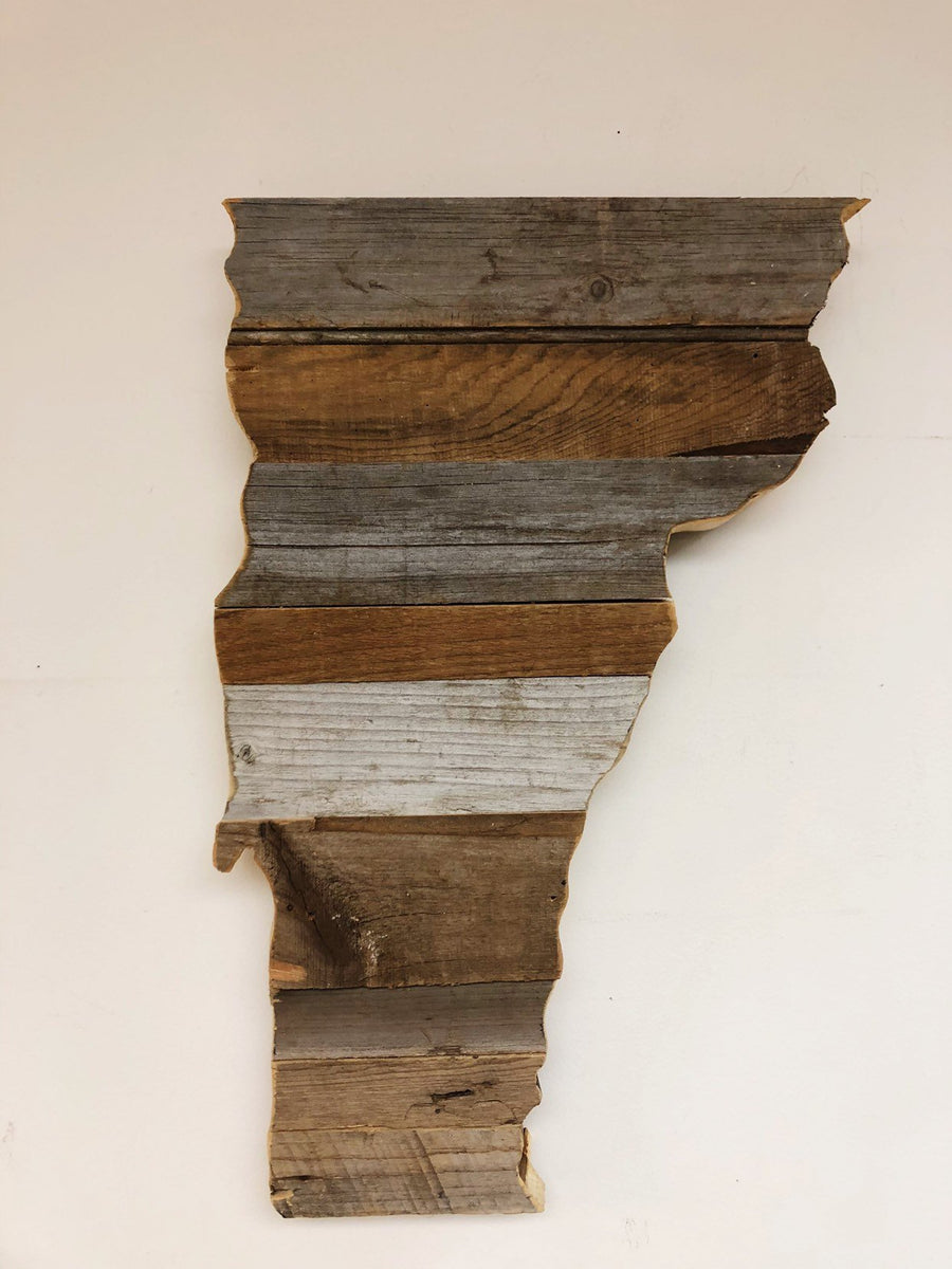 Reclaimed Barn Wood Vermont State Cutout Creative Carpentry of Maine