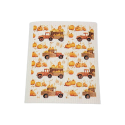 Fall Truck With Pumpkins - Fall Home Decor Swedish Dishcloth