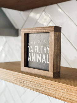 Merry Christmas Ya Filthy Animal | Christmas Wall Decor: Black / Dark Walnut / 7x7"