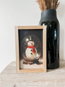 Snowman Snowglobe | Christmas Decor: Light Oak / 8x12"