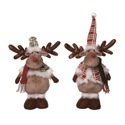 Christmas Plush Plaid Standing Reindeer Decor Set of 2