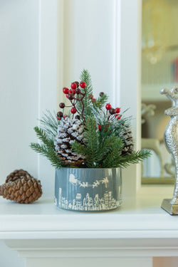Xmas Mix in 5" Gray Cityscape Ceramic