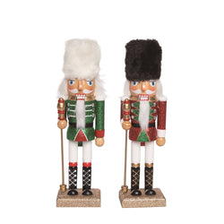 Christmas Wooden Fuzzy Hat Nutcracker Set of 2: Wood