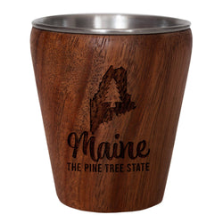 TB Home® Maine Acacia Wood Engraved Shot Glass