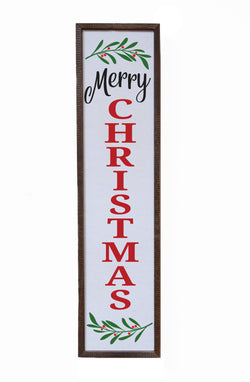 24x6 Merry Christmas With Wreath Decor - Wood Sign