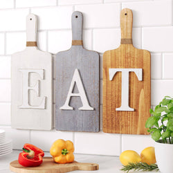 S/3 Cutting Board Eat Tile Sign