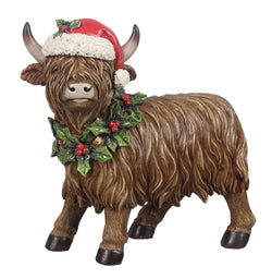 Resin Highland Cow Tabletop With LED Christmas Light