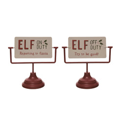 Christmas Metal Elf On/Off Duty Reversible Sign: Metal