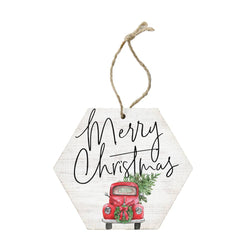 Honeycomb Ornaments - Merry Christmas: Red Truck