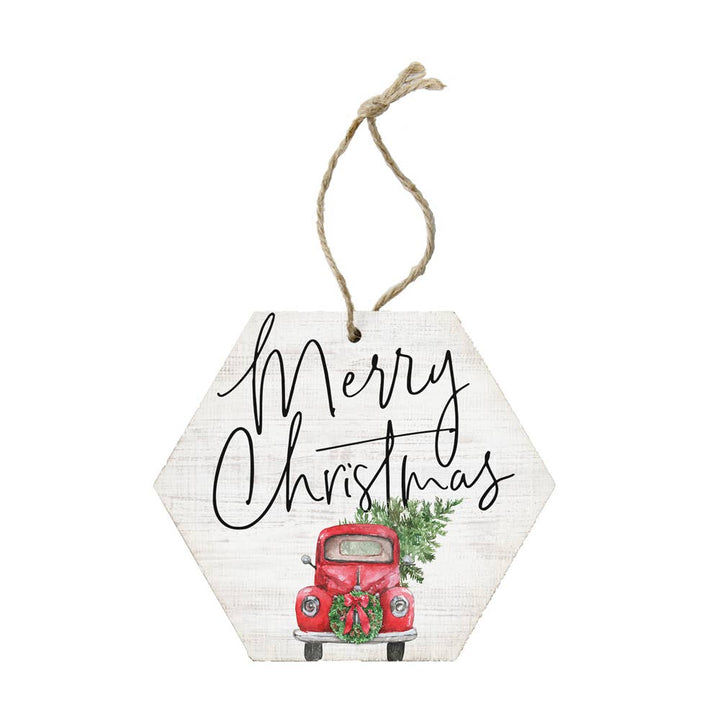 Honeycomb Ornaments - Merry Christmas: Red Truck