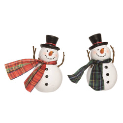 Christmas Resin Snowman w/Scarf Figurine Set of 2: Resin