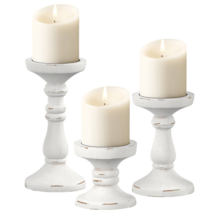 S/3 Carmen Wood Candle Holders