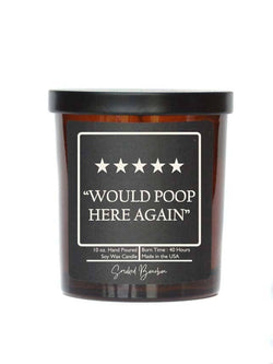 5 Star Funny Bathroom Candle - Pick Scent - Soy Wax Candles: Cinnamon Vanilla