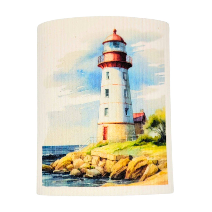 Beach Day by Lighthouse Swedish Dishcloths- Summer Decor