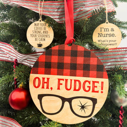 Oh Fudge Funny Mantle Christmas Ornaments Wood