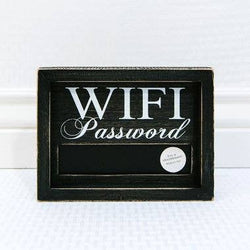 19096 - 8x6x1.5 wood frmd chlkbrd sign (WIFI PSSWRD) bk/wh