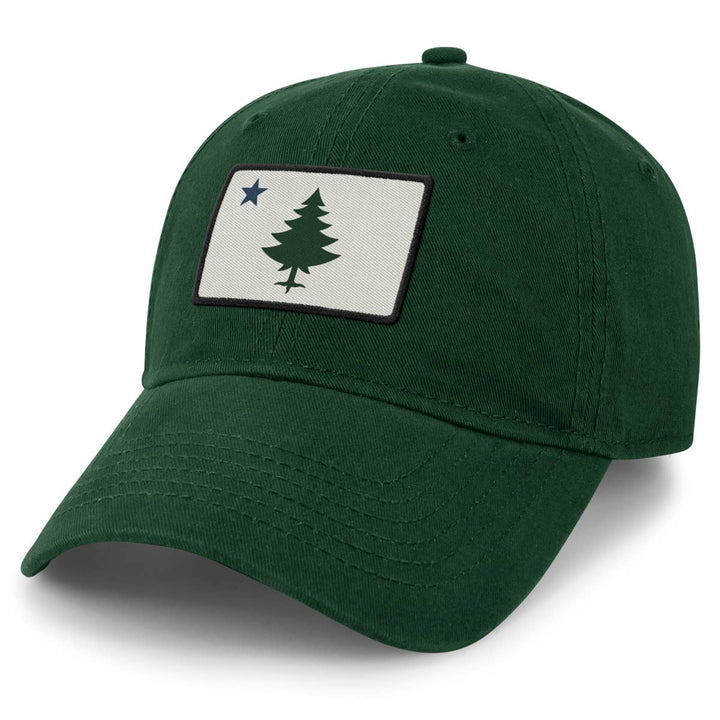 Vintage Maine Flag Dad Hat: Dark Green / Dad Hat