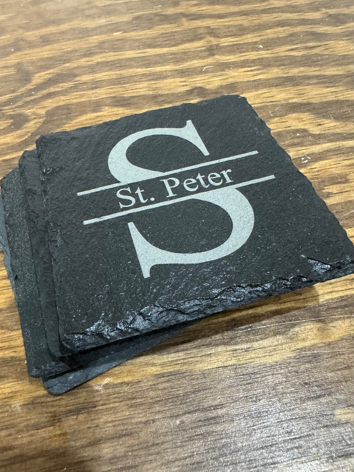 Personalized Monogram Engraved Slate Coaster