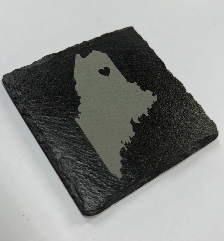 Maine Slate Engraved Coaster with Optional Heart