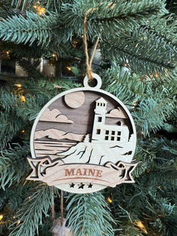 Laser-cut Maine Ornament