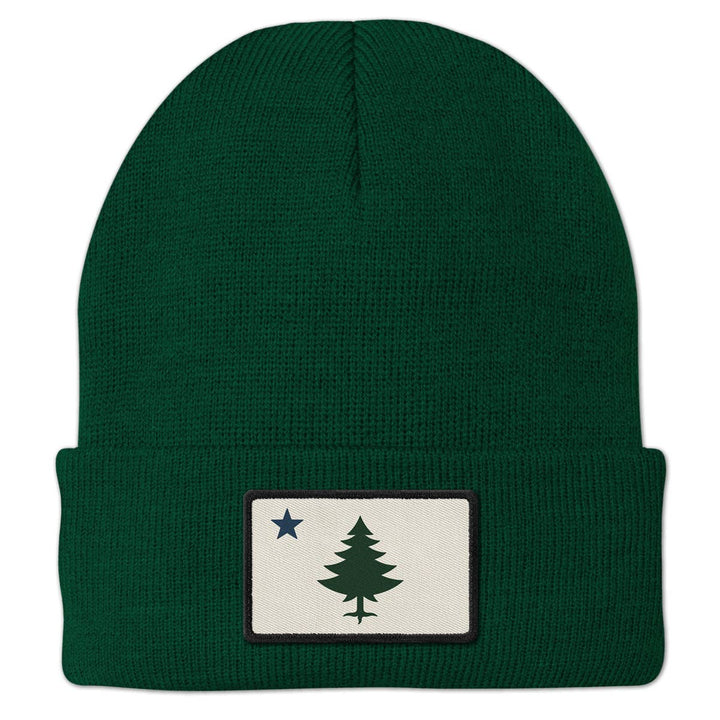 Vintage Maine Flag Cuff Knit: Dark Green / Beanie