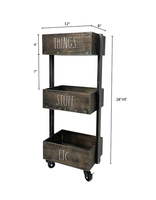 Rae Dunn 3-Tiers Wooden Storage Caddy with Wheels – Creative Carpentry ...