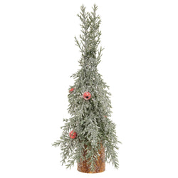 Winter Frost Pine Tree w/Red Baubles - 10"H