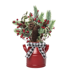 Christmas Buffalo Plaid & Berry Arrangement: Metal