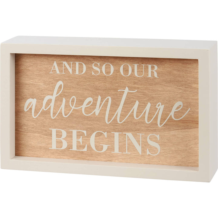 Our Adventure Begins Inset Box Sign