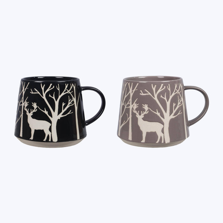 Stoneware Deer Designs 20Oz Mug, 2 Ast.  (Sku#: 23281)