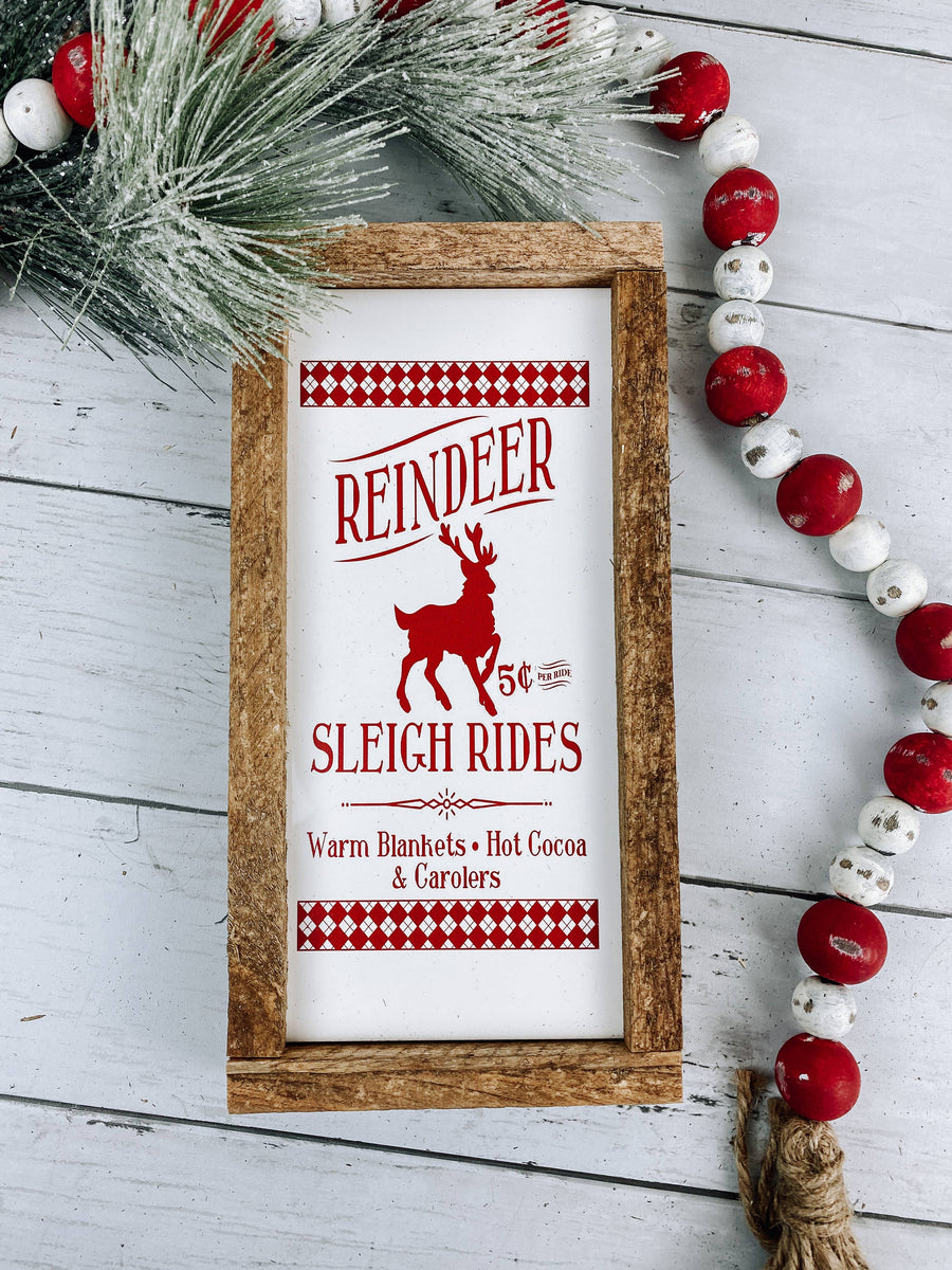 Reindeer Sleigh Rides Subway Tile Sign, Christmas – Creative Carpentry ...