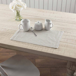 Farmhouse Ticking Taupe Placemat Set of 4 18Lx12W