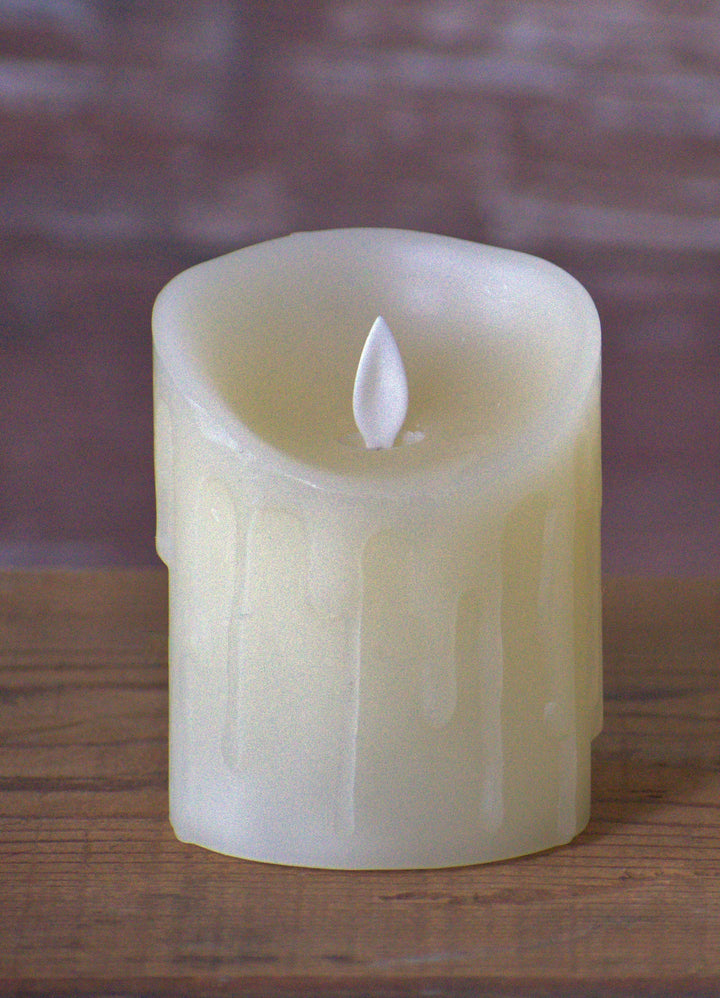 Cream Drip Moving Flame LED Candle 3in by 4in