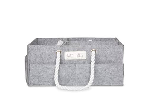 Rae Dunn “Baby Things” Grey Baby Diaper Caddy Organizer – Creative