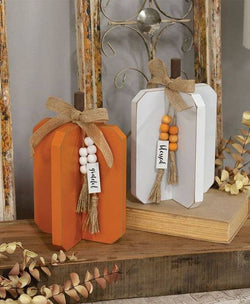 Medium Fall Words Wooden Interlocking Pumpkin