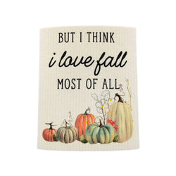 I love Fall Pumpkin Swedish Dishcloth - Fall Decor