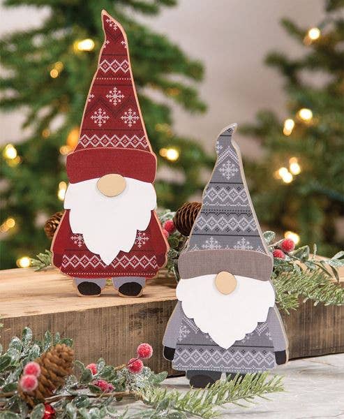 Layered Wooden Sweater Gnome Sitter, 2 Assorted