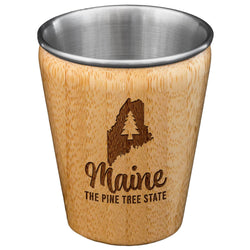 Maine Engraved Shot Glass, Bamboo with Stainless Steel