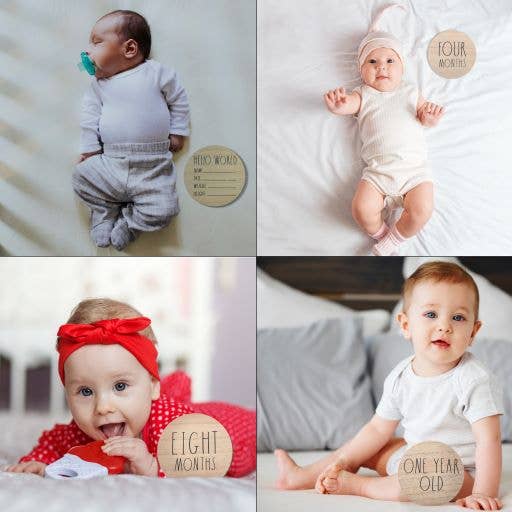 Rae Dunn 12 Baby's Month Wooden Milestone Plaques