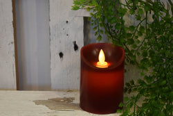 Deep Red Timered Moving Flame LED Candle 3x4in