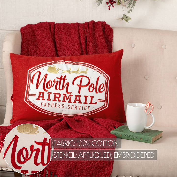 North Pole Airmail Pillow 14x22