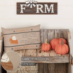 Sawyer Mill Charcoal Pumpkin Pie Recipe Pillow 14x22