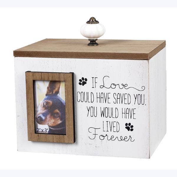 Wood Pet Memorial Box with Photo Frame