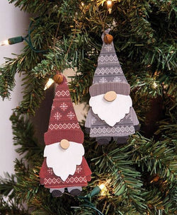 Layered Wooden Sweater Gnome Ornament, 2 Assorted