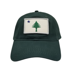 Maine Flag Brushed Twill Dad Hat: Hunter Green