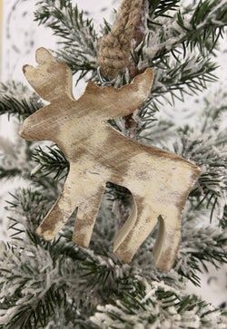 Moose Mangowood Hanging Ornament 4in