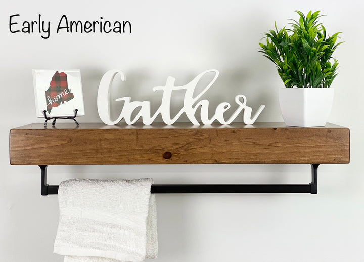 Early American Floating Shelf - Square Oil-Rubbed Bronze Towel Bar