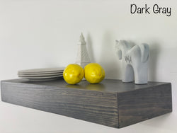 Dark Gray Floating Shelf with Wine Glass Hangers